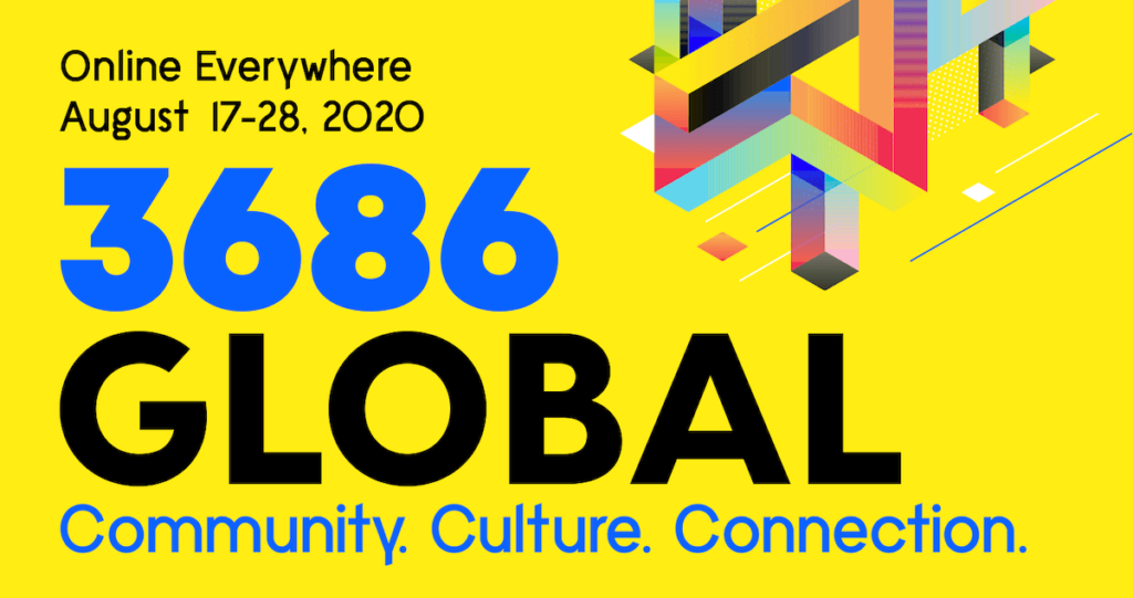 A graphic for the 36|86 Festival, an online event August 17-28, 2020.