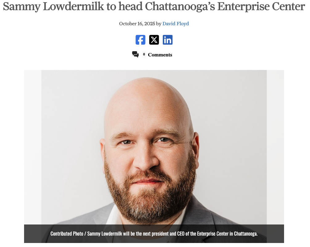 Times Free Press feature of Sammy Lowdermilk's position as President and CEO
